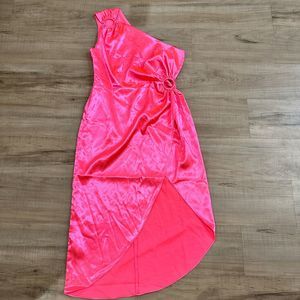 French Connection Women's Adaline One Shoulder Dress Size 8 Neon Pink Barbie